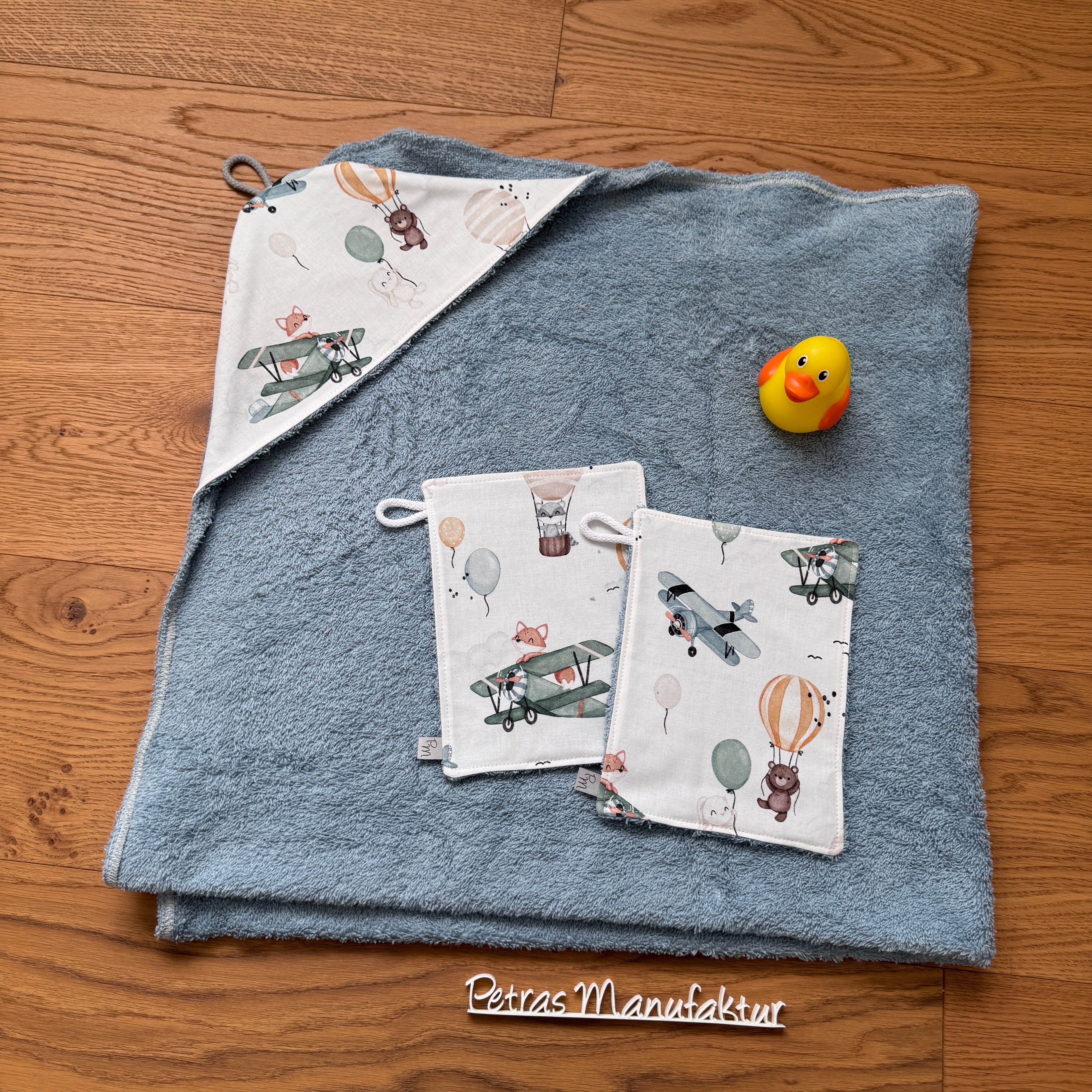 Badetuch-Set „Fliegende Kuscheltiere“